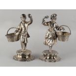 Property of a gentleman - a pair of Victorian Scottish silver figures of a gentleman & lady, each