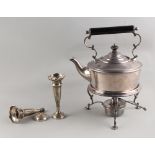 Property of a lady - an Edwardian silver plated kettle on stand with burner; together with a small