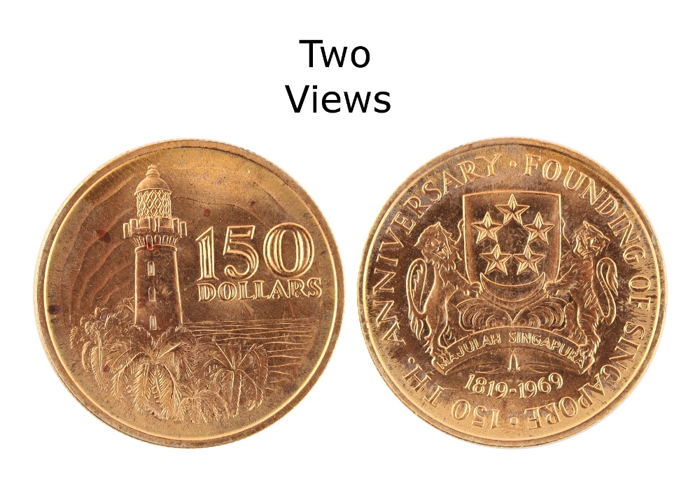 Property of a lady - gold coins - a 1969 Singapore 150th Anniversary commemorative 150 Singapore - Image 2 of 2