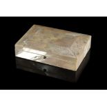 Property of a lady - a 19th century mother-of-pearl rectangular box with engraved floral decoration,
