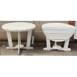 Property of a lady - a pair of mid 20th century white painted slatted wood circular topped gate-