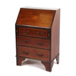 Property of a gentleman - an Edwardian mahogany & inlaid fall-front bureau, of small size, 24ins. (