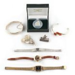Property of a lady - a quantity of assorted jewellery & watches including two silver bracelets &