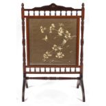 Property of a deceased estate - an Edwardian walnut firescreen with Japanese embroidered silk