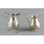 Property of a lady - a George II/III silver baluster cream jug, rubbed marks; together with a