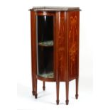 Property of a gentleman - a good quality Edwardian mahogany & marquetry inlaid bow-fronted display