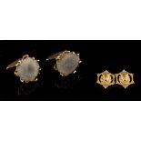 Property of a deceased estate - a pair of 9ct yellow gold & quartz cufflinks, Albion Craft & Co.,