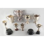 Property of a gentleman - a group of eight silver trophy cups, all but one with engraved