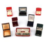 Property of a gentleman - a bag containing jewellery ring boxes including two Richard Ogden