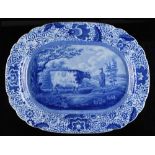Property of a lady - a rare early 19th century pearlware blue & white meat-plate, circa 1820,