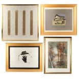 Property of a gentleman - three modern framed & glazed signed limited edition abstract prints, the