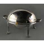 Property of a deceased estate - an Edwardian silver plated roll-top breakfast dish, 13.4ins. (