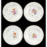 Property of a gentleman - a set of four Meissen plates, late 19th / early 20th century, each painted