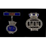 Property of a gentleman - two merchant navy sweetheart brooches (2) (see illustration).