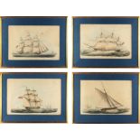 Property of a gentleman - a set of four mid 19th century coloured lithographs depicting nautical