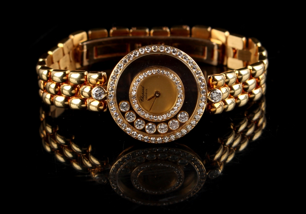 Property of a lady - a lady's Chopard 18ct yellow gold cased 'Happy Diamonds' wristwatch, in - Image 2 of 2