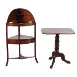 Property of a gentleman - an early 19th century George III mahogany bow-fronted corner washstand;