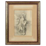 Property of a gentleman - English school - PORTRAIT OF AN EIGHTEENTH CENTURY LADY - charcoal