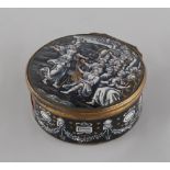 Property of a lady - a 19th century Limoges enamel circular box, small area of loss to side, 3.