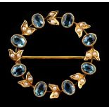 Property of a deceased estate - a late 19th / early 20th century 15ct yellow gold blue topaz &