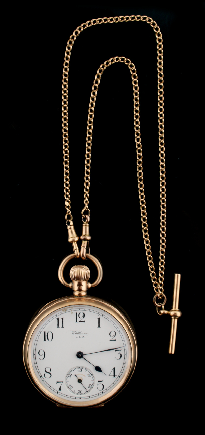 Property of a deceased estate - a Waltham 9ct gold cased keyless wind pocket watch, with