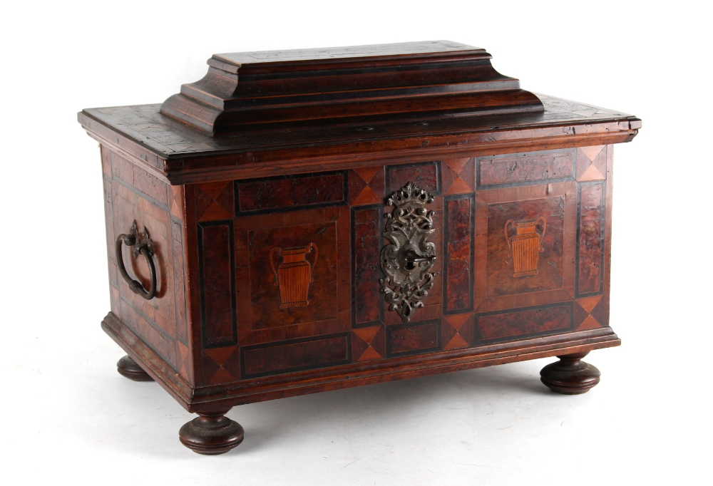 Property of a gentleman - an 18th century Continental olivewood burr yew & marquetry inlaid