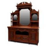 Property of a deceased estate - a late Victorian carved oak mirror-back sideboard, 78ins. (
