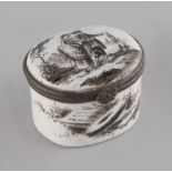 Property of a lady - a small French porcelain pill box painted en grisaille with figures in a