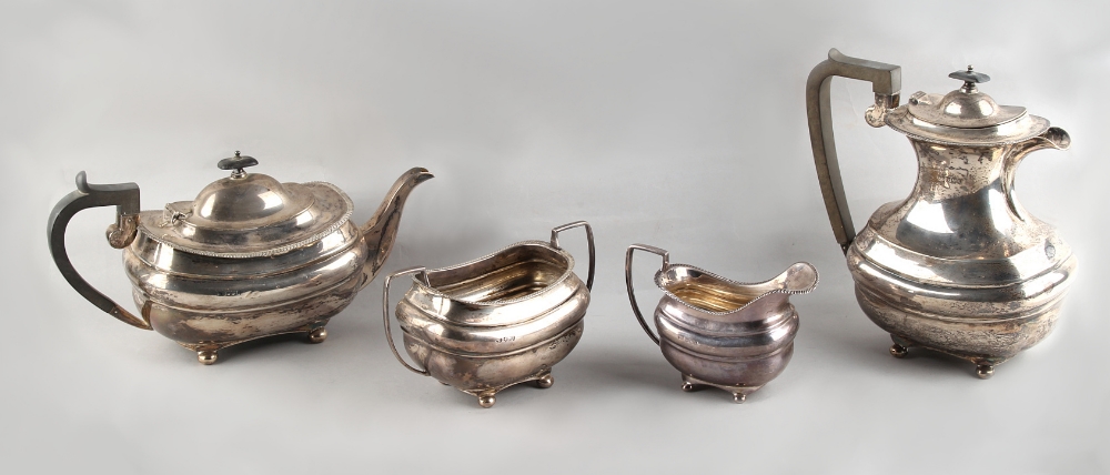 Property of a gentleman - a silver four-piece tea-set, with gadrooned rims, Sheffield 1918,