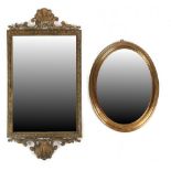 Property of a gentleman - two brass framed wall mirrors, the larger 31.8ins. (81cms.) high (2) (