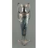 Property of a deceased estate - a WMF silver plated two-handled amphora vase, with clear glass
