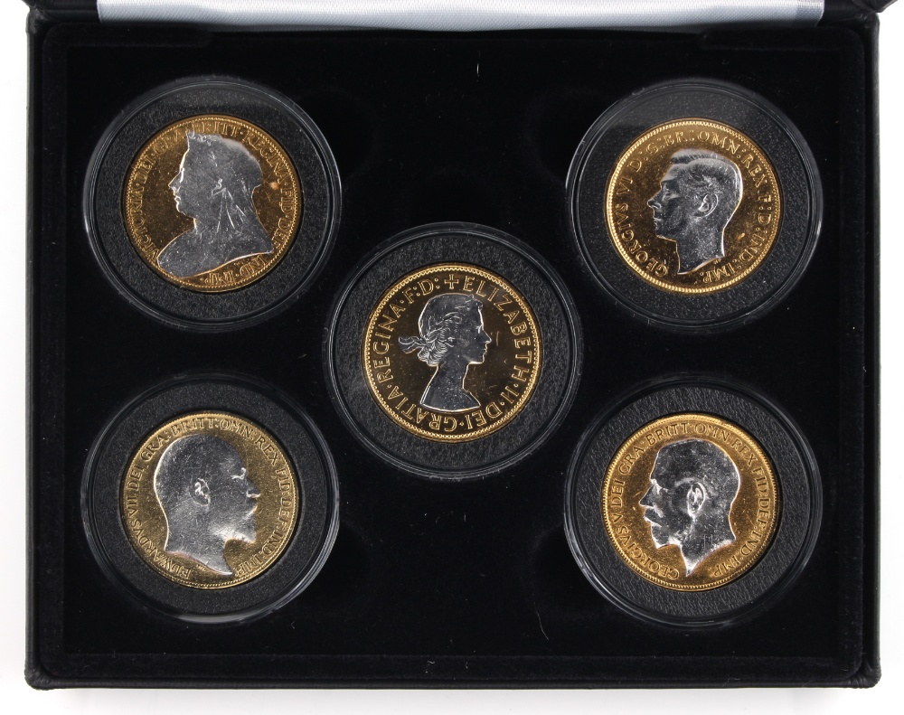 Property of a lady - The Twentieth Century Monarchs - a presentation set of five gold plated penny