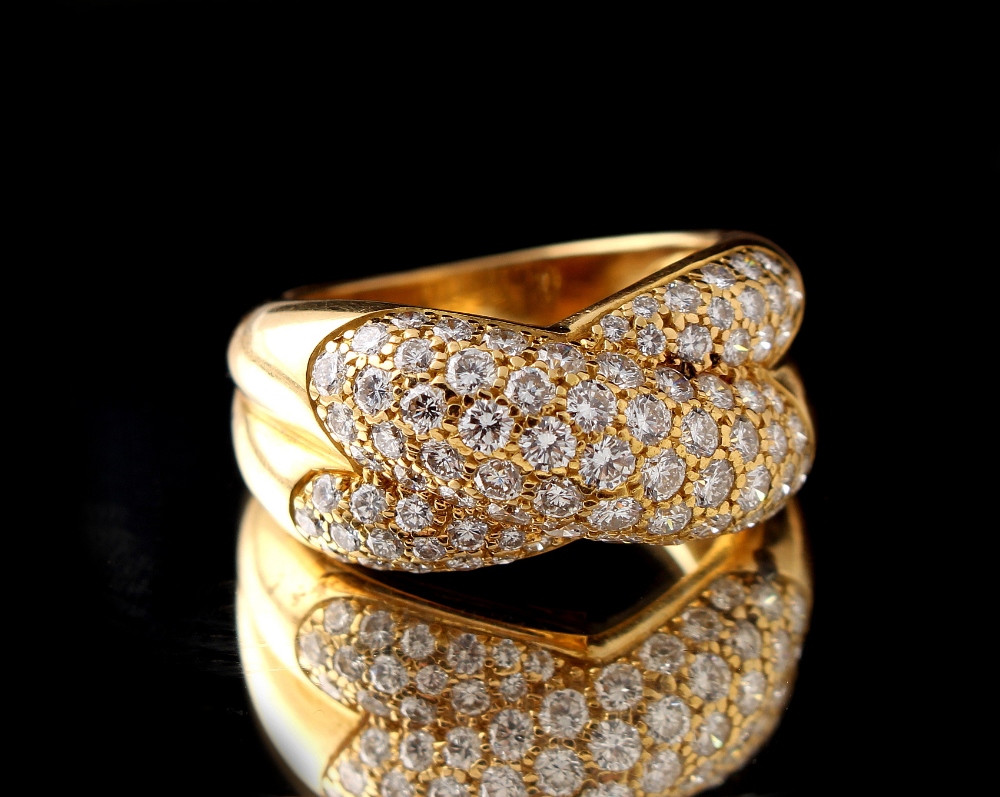 A Cartier 18ct yellow gold diamond crossover ring, circa 1992, signed Cartier & numbered with - Image 2 of 2