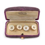Property of a lady - a pair of 9ct gold & mother-of-pearl button cufflinks, approximately 5.8 grams,