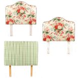 Property of a lady - a pair of floral upholstered 3' single bed headboards; together with a green