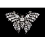 A good Victorian diamond butterfly brooch, circa 1860, set with Old European and single cut