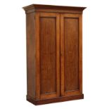 Property of a gentleman - a Victorian mahogany panelled two-door wardrobe, with moulded cornice,