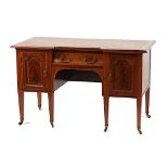 Property of a deceased estate - a mahogany & satinwood banded writing table, with leather inset top,