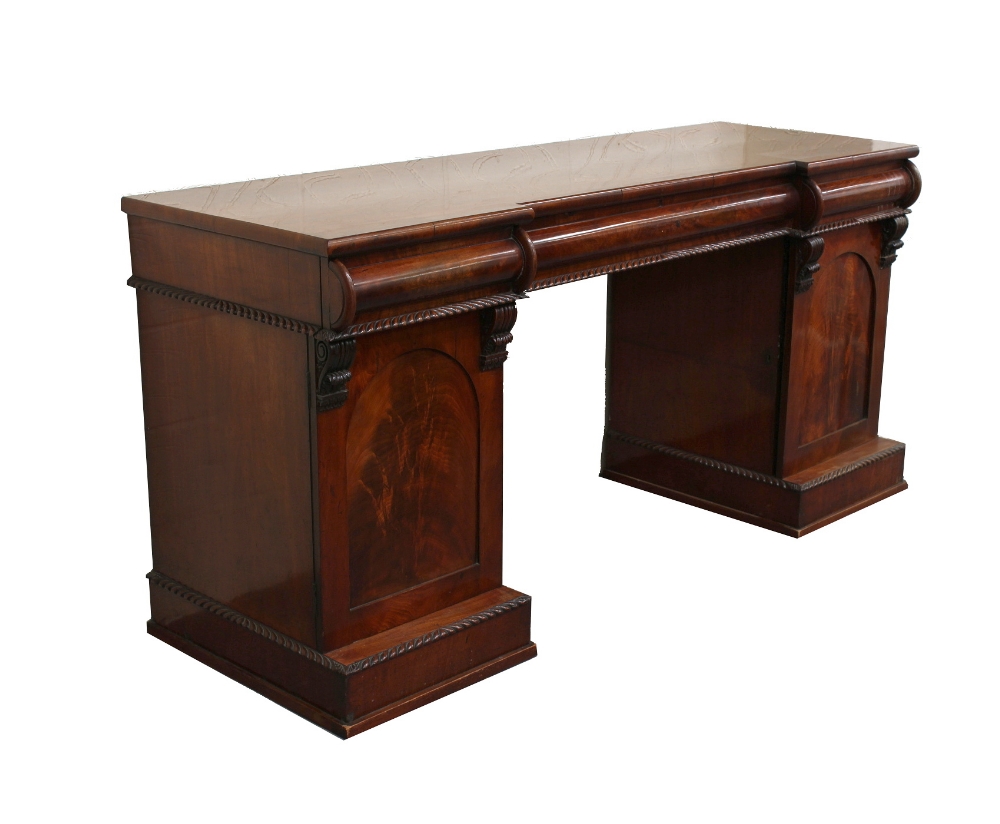 Property of a deceased estate - an early Victorian mahogany twin pedestal sideboard, with