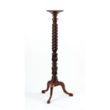 Property of a deceased estate - a mahogany tripod plantstand or torchere, with rope-twist column,