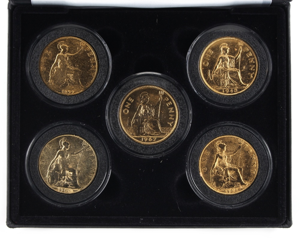 Property of a lady - The Twentieth Century Monarchs - a presentation set of five gold plated penny - Image 2 of 2