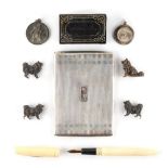 Property of a gentleman - a bag containing assorted items including a silver cigarette case & four
