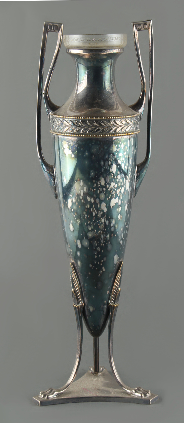 Property of a deceased estate - a WMF silver plated two-handled amphora vase, with clear glass - Image 2 of 2