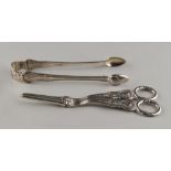 Property of a gentleman - a pair of William IV silver king's pattern grape scissors, London 1834,