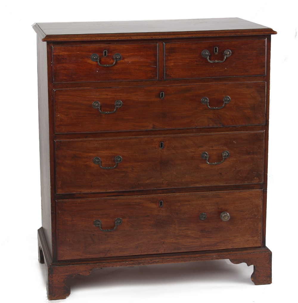 Property of a gentleman - an 18th century George III mahogany chest of two short & three long