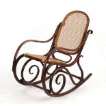 Property of a gentleman - a late 19th / early 20th century bentwood & cane panelled rocking chair (