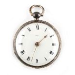 Property of a deceased estate - a William IV silver cased pocket watch, the key wind movement with