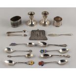 Property of a lady - a bag containing assorted small silver & white metal items including an 1886