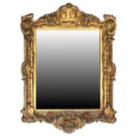 Property of a gentleman - a large carved giltwood framed wall mirror, probably French, mid 19th