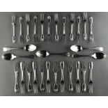 Property of a gentleman - flatware - a set of twelve George III silver shell pattern dinner forks,